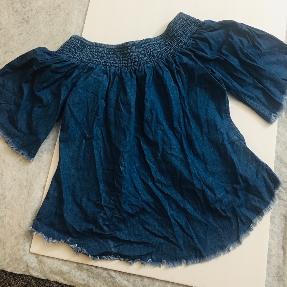 DenimBlue Off the shoulder Shirt (Large)